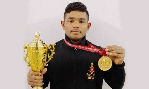 Cadets of Boys Sports Company, AOC Centre, bag 5 medals
