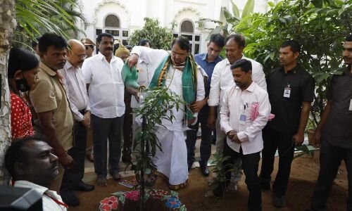  Speaker Pocharam Srinivas Reddy plants seedlings on his birthday, advises individuals to elevate trees