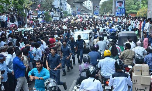 Hyderabad experiences major disruption in vehicular traffic.