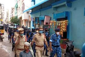 Mangalhat witnesses a flag march conducted in Hyderabad
