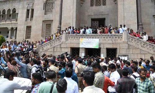 Massive Protest Unfolds in Hyderabad’s Osmania University in Response to TSPSC Paper Leak Controversy