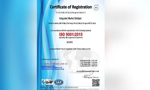Siddipet Integrated Market Receives ISO Certification Mark