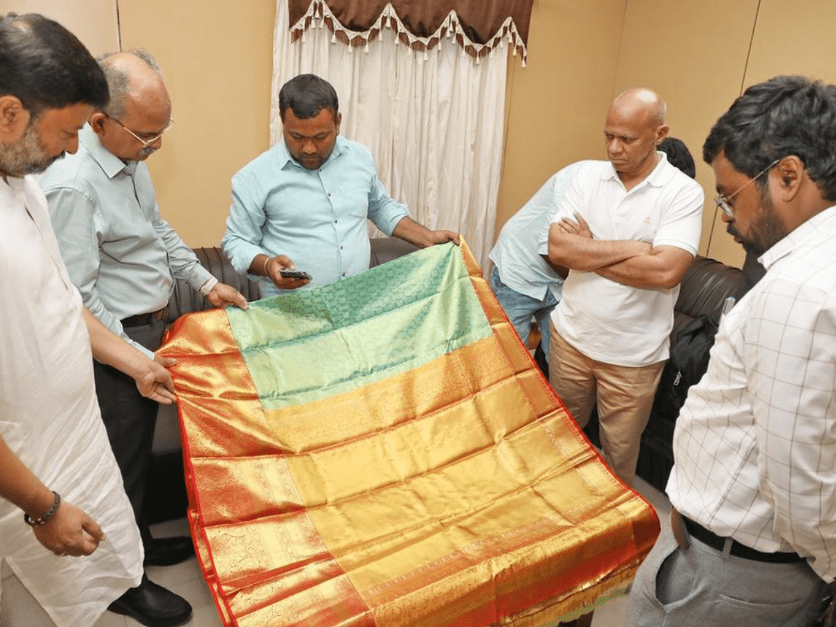 Devotee from Telangana makes a generous offering of a gold zari saree to Lord Balaji