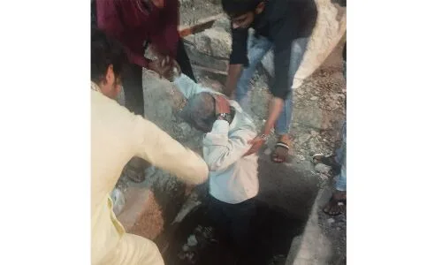 Elderly individual in Hyderabad sustains injuries after falling into uncovered manhole