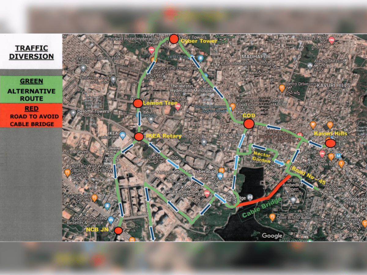 Hyderabad Traffic Advisory: Durgam Cheruvu Bridge to be Closed for 3 Days