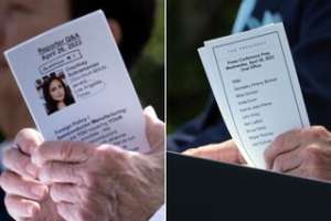 Joe Biden apprehended with notes indicating prior knowledge of reporter’s inquiry.