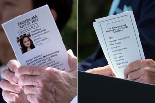 Joe Biden apprehended with notes indicating prior knowledge of reporter’s inquiry.