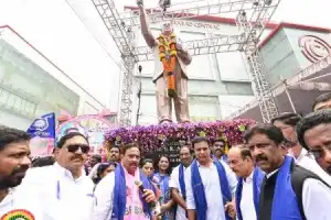 KTR Reveals Ambedkar Statue at Punjagutta Circle in Hyderabad