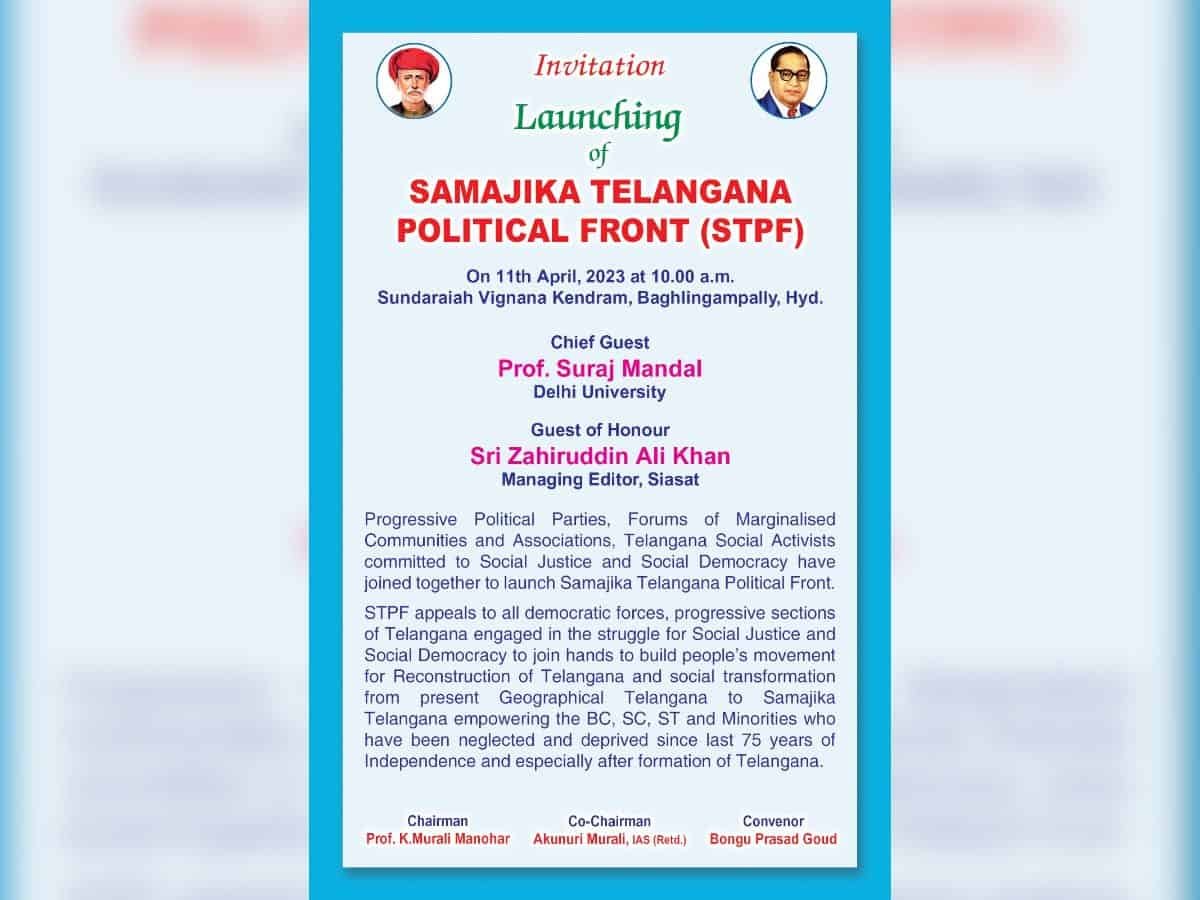 Launch of Samajika Telangana Political Front in Hyderabad on April 11th