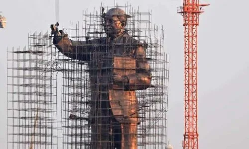 Ministers assess progress of Dr Ambedkar statue construction in Hyderabad