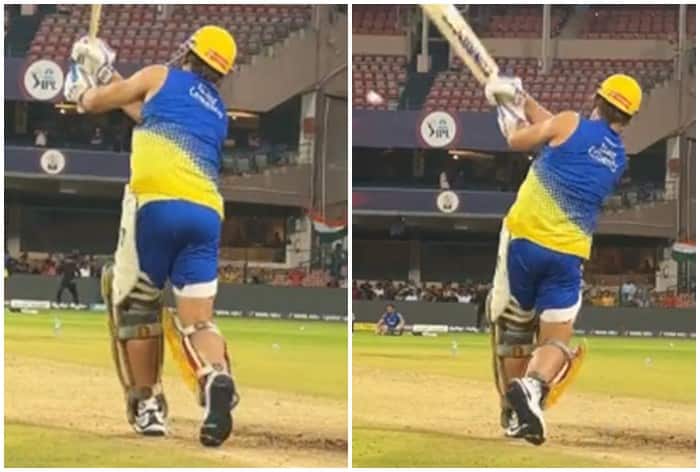 “MS Dhoni’s Impressive Sixes During Net Session Ahead of RCB vs CSK Game: Viral Video Observations”