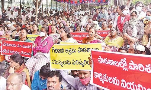 Protests Erupt in Hyderabad as Government School Teachers Oppose Transfers