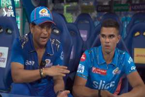 Sachin Tendulkar gets emotional and reacts to son Arjun’s IPL debut during MI-KKR match at Wankhede Stadium