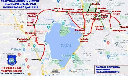 Saturday traffic restrictions implemented due to the scheduled visit of PM Narendra Modi