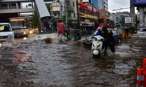 Several areas of Hyderabad experience heavy rainfall on Saturday morning.