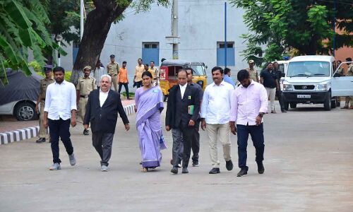 Sharmila, sister of YS Jagan, released on bail from Hyderabad prison.
