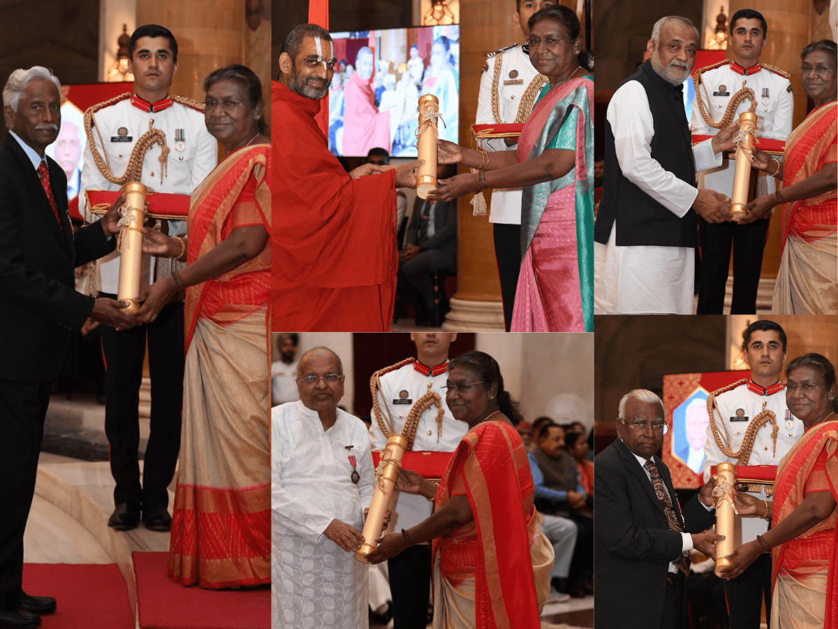 Telangana and Andhra Pradesh natives, including Chinna Jeeyar, honored with Padma Awards.