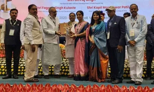 Timmapur Mandal in Karimnagar receives national-level recognition with an award.
