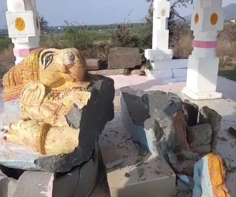 Unidentified persons vandalise ancient Ganesh idol in Andhra Pradesh