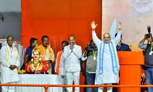 Union Home Minister Amit Shah vows to continue fight until KCR is removed from power in Chevella.