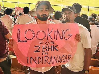 Viral Placard Reading ‘2 BHK In Indiranagar’ Spotted During IPL Match in Bengaluru Provides Property Information