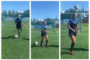Watch as Woman’s Ball Kick Towards Goalpost Boomerangs After Hitting Bar