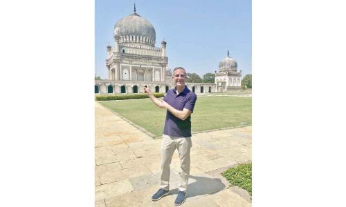 Eric Garcetti, US Ambassador, visits Golconda and Qutb Shahi tombs in Hyderabad.