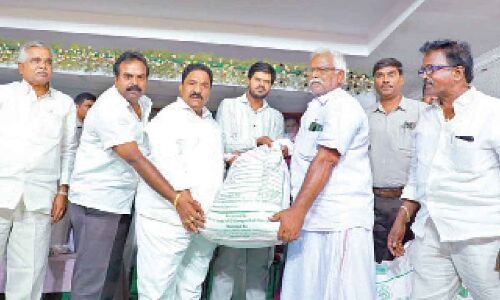 Farmers in Khammam receive green rotta seeds from MLA Sandra Venkata Veeraiah