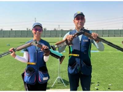 India’s Mairaj Ahmad and Ganemat Sekhon win Skeet Mixed Team Gold at ISSF Shotgun World Cup