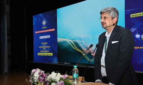 Industries and start-ups interact with Defence Research and Development Organisation in Hyderabad.
