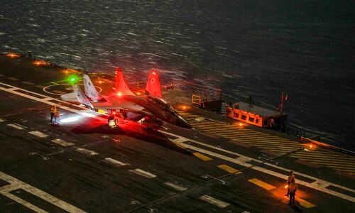 INS Vikrant witnesses MiG-29K’s first night landing