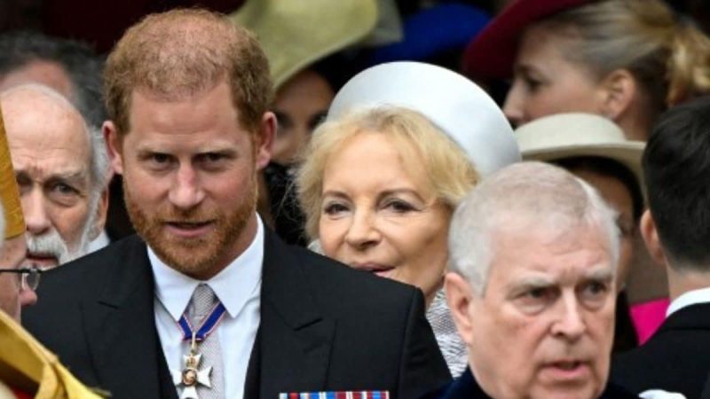 King Charles III’s Coronation: Princes Harry and Andrew Seated on Third Row