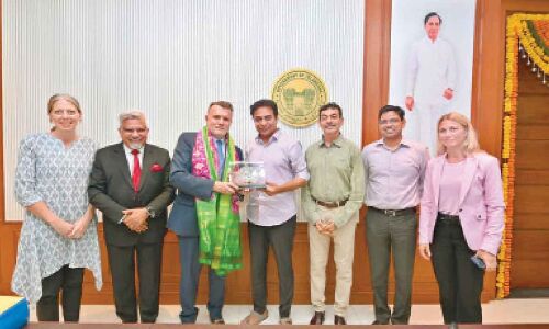 KT Rama Rao meets with Swedish delegation in Hyderabad