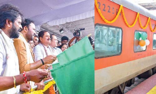 New train from Mahbubnagar to Visakhapatnam flagged off by G Kishan Reddy and V. Srinivas Goud