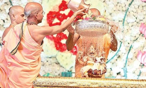 On a grand scale, Sri Narasimha Jayanthi celebrated in Hyderabad.