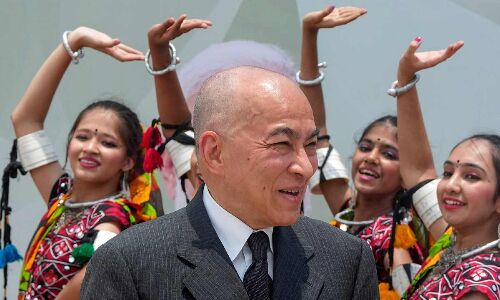 On his first state visit to India, the King of Cambodia has arrived.