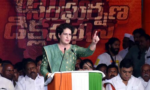 Youth Support Assured by Priyanka Gandhi during Participation in Yuva Sangharshana Meeting.
