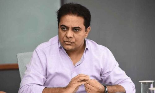 After touring Delhi, KTR is back in Hyderabad.