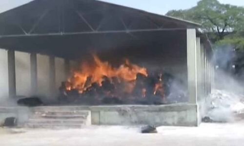 Agricultural Market in Khammam catches fire