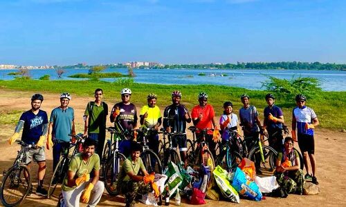 Ameenpur Lake Bed Cleaned Up by Cyclists on World Environment Day