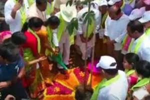 CM KCR | Chief Minister KCR launches greenery project with planting of one lakh saplings in Tummalluru