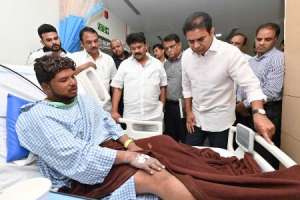 Injured in Flyover Accident Receive Visit from KTR