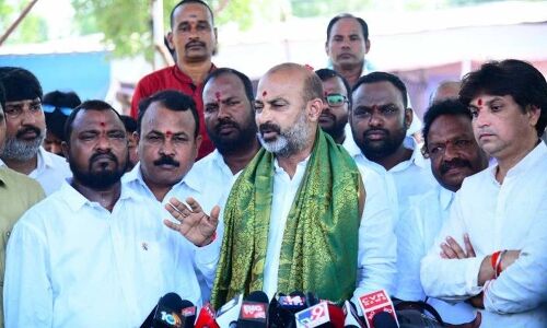 MIM accused of deceiving Muslims by Bandi Sanjay Kumar in Karimnagar
