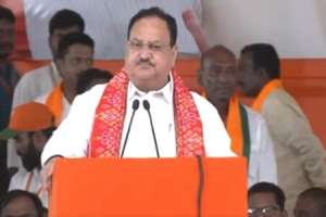 Nadda says Telangana’s development is only possible if BJP wins power in the state.