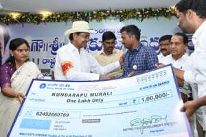 Poor in Mancherial receive house pattas from CM KCR.