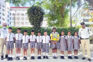 Safety awareness drive organized by Hyderabad Traffic Police for school students