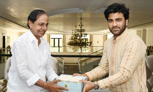 Sharwanand, Tollywood actor, extends wedding reception invitation to KCR during a meet-up