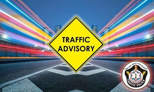 Traffic advisory released for 'Suraksha Dinotsavam' in Hyderabad.