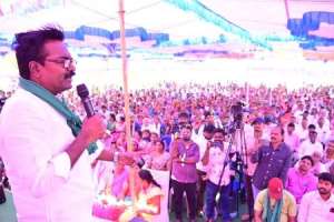Transport Minister Puvvada Ajay Kumar lauds CM K Chandrashekar Rao for agricultural sector’s development in Khammam.