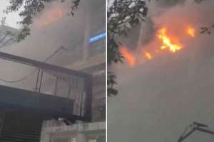 DCM building on Barakhamba Khamba Road in Delhi engulfed in flames